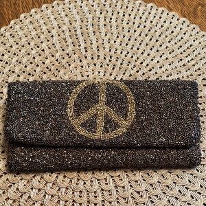 Moyna Brown and Gold Beaded Clutch